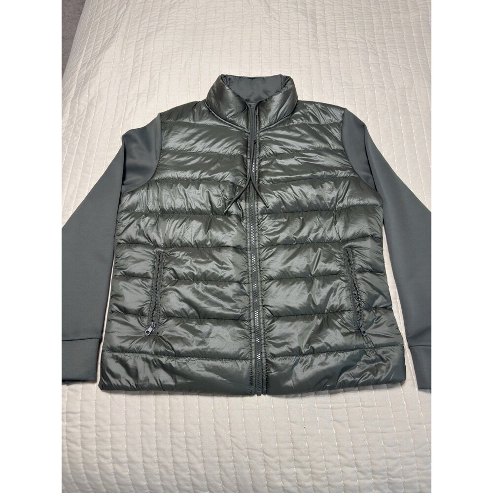 Avia Women’s Puffer Jacket | Green | Quilted Full Zip | Zipped Pockets | M 8-10